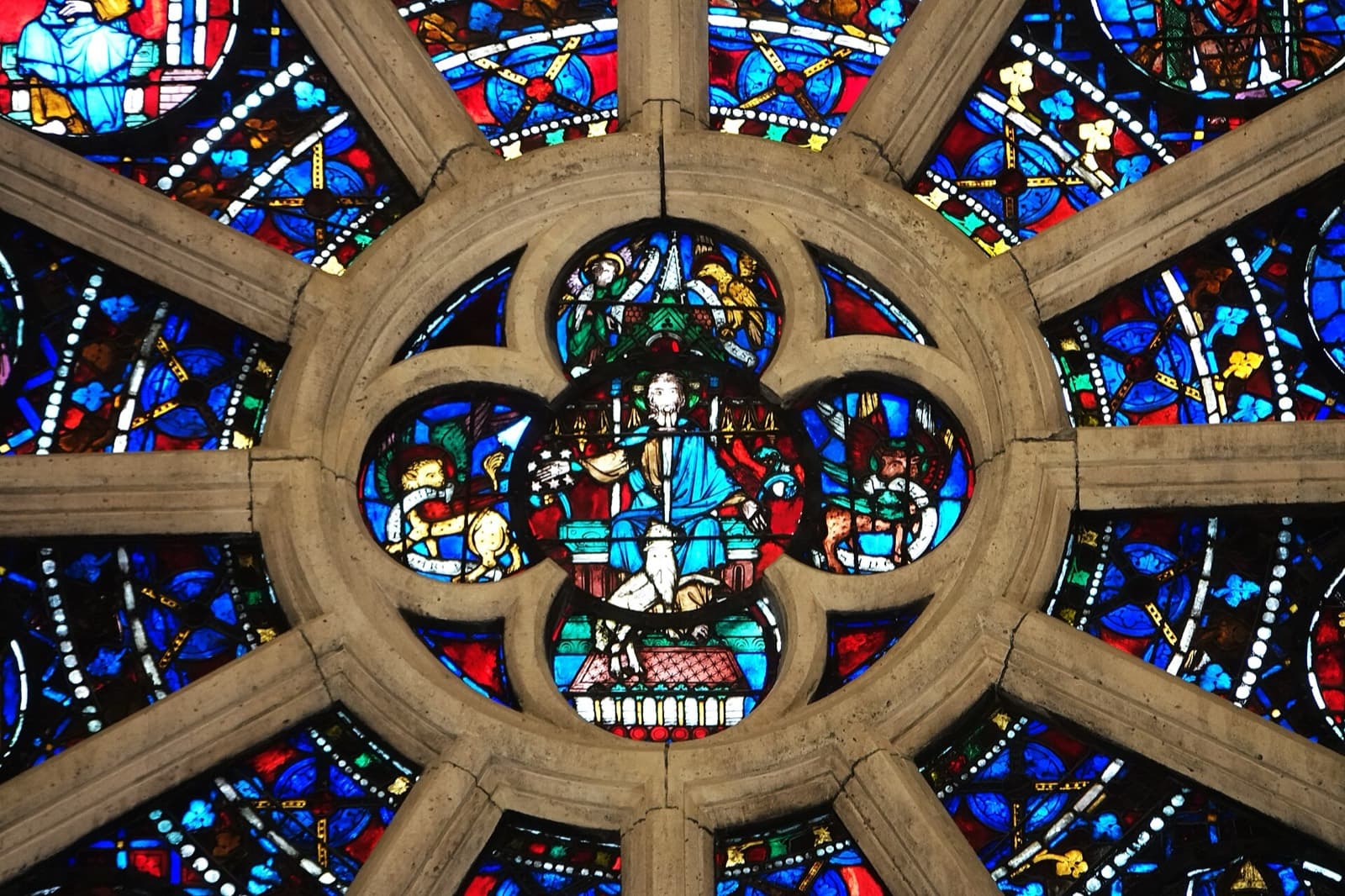 Detail of a rose window of Notre-Dame de Paris